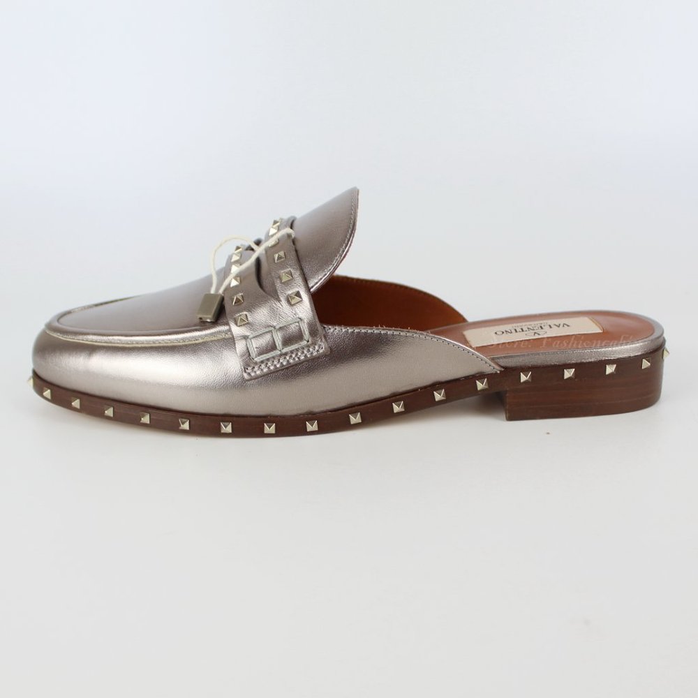 NEW VALENTINO GARAVANI Soul Rockstud Leather Flat/ Mule, EU 36.5 - Picture 9 of 16